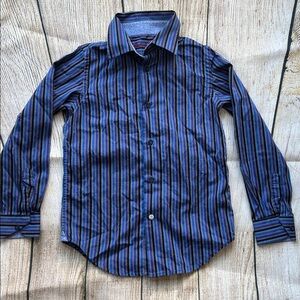 Robert Graham Navy and Black Striped Button Down Shirt boys